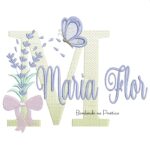 Matriz de Bordado Nome Maria Flor Lavanda com Laço