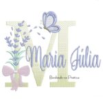Matriz de Bordado Nome Maria Júlia Lavanda com Laço