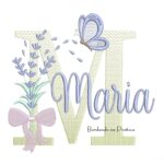 Matriz de Bordado Nome Maria Lavanda com Laço