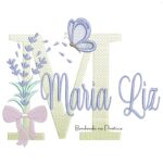 Matriz de Bordado Nome Maria Liz Lavanda com Laço