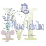 Matriz de Bordado Nome Maria Valentina Lavanda com Laço