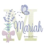 Matriz de Bordado Nome Mariah Lavanda com Laço