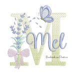 Matriz de Bordado Nome Mel Lavanda com Laço