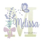 Matriz de Bordado Nome Melissa Lavanda com Laço