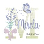 Matriz de Bordado Nome Mirela Lavanda com Laço