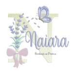 Matriz de Bordado Nome Naiara Lavanda com Laço
