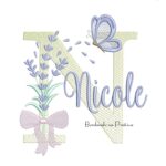 Matriz de Bordado Nome Nicole Lavanda com Laço