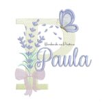 Matriz de Bordado Nome Paula Lavanda com Laço