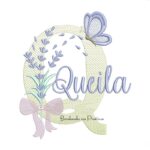 Matriz de Bordado Nome Queila Lavanda com Laço