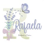 Matriz de Bordado Nome Rafaela Lavanda com Laço