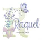 Matriz de Bordado Nome Raquel Lavanda com Laço