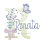 Matriz de Bordado Nome Renata Lavanda com Laço