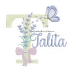 Matriz de Bordado Nome Talita Lavanda com Laço