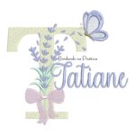 Matriz de Bordado Nome Tatiane Lavanda com Laço