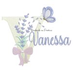 Matriz de Bordado Nome Vanessa Lavanda com Laço