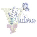 Matriz de Bordado Nome Victória Lavanda com Laço