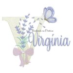 Matriz de Bordado Nome Virgínia Lavanda com Laço