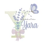 Matriz de Bordado Nome Yara Lavanda com Laço
