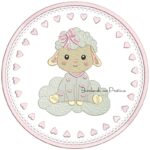 Matriz de Bordado Ovelhinha Circulo Coraçoes