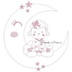 Matriz de Bordado Ovelhinha na Lua contorno