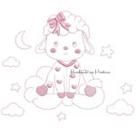 Matriz de Bordado Ovelhinha na Nuvem Contorno