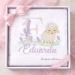 Matriz de bordado nome eduarda com ovelhinha e lavanda para bordar