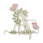 Matriz de Bordado - Nome Ana Beatriz folhas e Borboletas