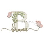 Matriz de Bordado - Nome Bruna folhas e Borboletas
