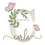 Matriz de Bordado - Nome Carla folhas e Borboletas