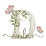 Matriz de Bordado - Nome Dandara folhas e Borboletas
