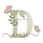 Matriz de Bordado - Nome Denise folhas e Borboletas