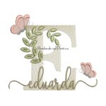 Matriz de Bordado - Nome Eduarda folhas e Borboletas