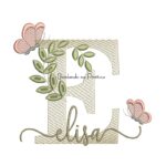 Matriz de Bordado - Nome Elisa folhas e Borboletas