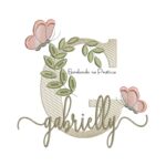 Matriz de Bordado - Nome Gabrielly folhas e Borboletas