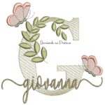 Matriz de Bordado - Nome Giovanna Folhas e Borboletas