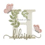 Matriz de Bordado - Nome Heloísa folhas e Borboletas