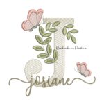 Matriz de Bordado - Nome Josiane folhas e Borboletas