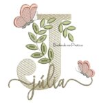 Matriz de Bordado - Nome Júlia folhas e Borboletas