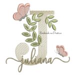 Matriz de Bordado - Nome Juliana folhas e Borboletas