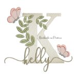 Matriz de Bordado - Nome Kelly folhas e Borboletas