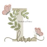 Matriz de Bordado - Nome Lara folhas e Borboletas