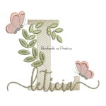 Matriz de Bordado - Nome Letícia folhas e Borboletas