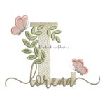 Matriz de Bordado - Nome Lorena folhas e Borboletas