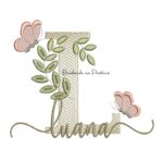 Matriz de Bordado - Nome Luana folhas e Borboletas