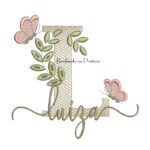 Matriz de Bordado - Nome Luíza folhas e Borboletas