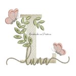 Matriz de Bordado - Nome Luna folhas e Borboletas