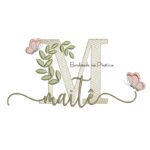 Matriz de Bordado - Nome Maitê folhas e Borboletas