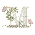 Matriz de Bordado - Nome Manuella folhas e Borboletas