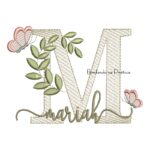 Matriz de Bordado - Nome Mariah Luíza folhas e Borboletas