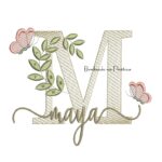 Matriz de Bordado - Nome Maya folhas e Borboletas
